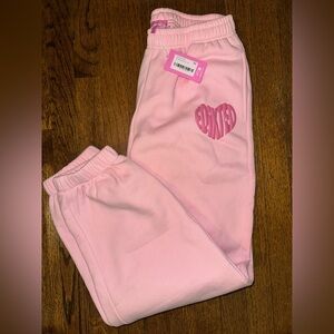 Edikted Light Pink Heart Bubble Logo Sweatpants Pockets Joggers - NWT XS
